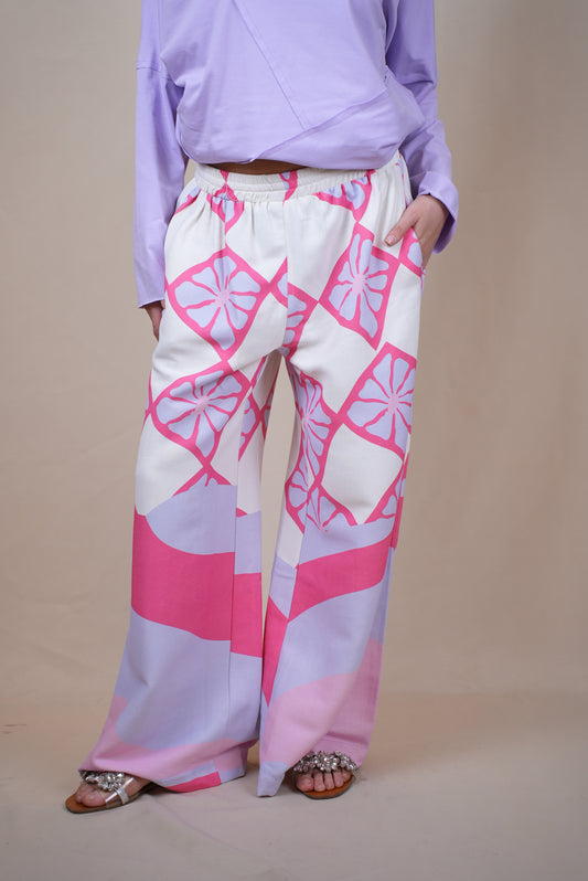 FlowersxWaves Printed linen pants