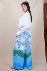 FlowersxWaves Printed linen pants