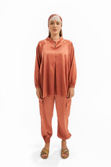 High Low Satin Set