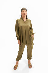 High Low Satin Set