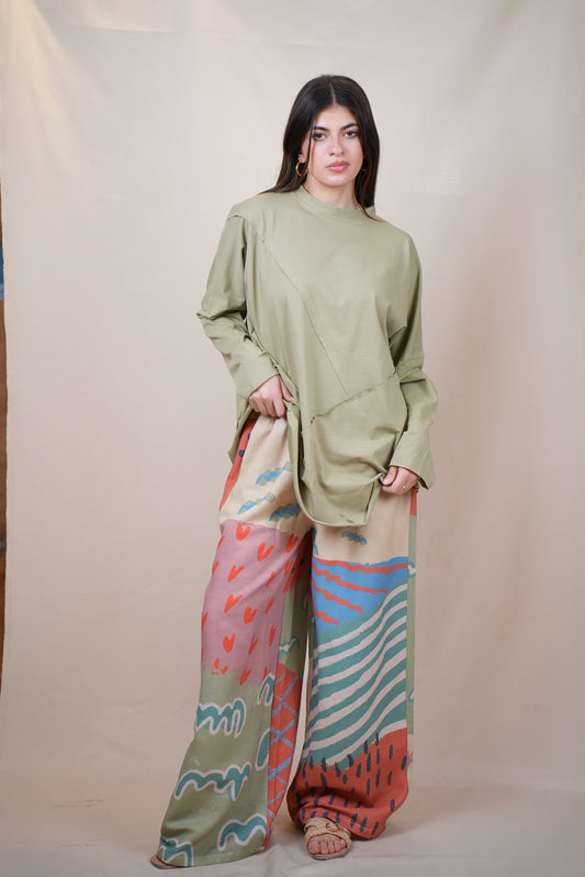 Linen printed pants