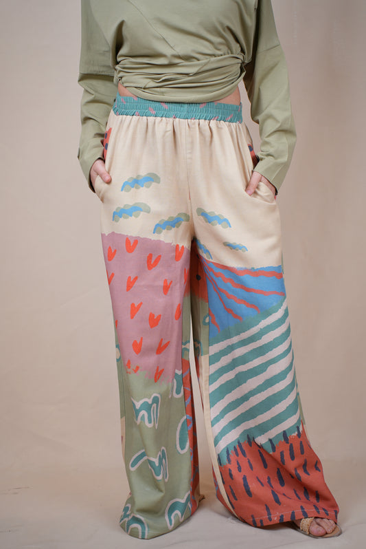 Linen printed pants