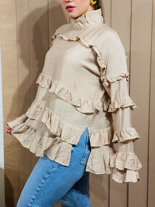 Beige raffle top