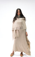 Nawara Dress Cardigan -Beige in sliver