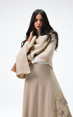 Nawara Dress Cardigan -Beige in sliver