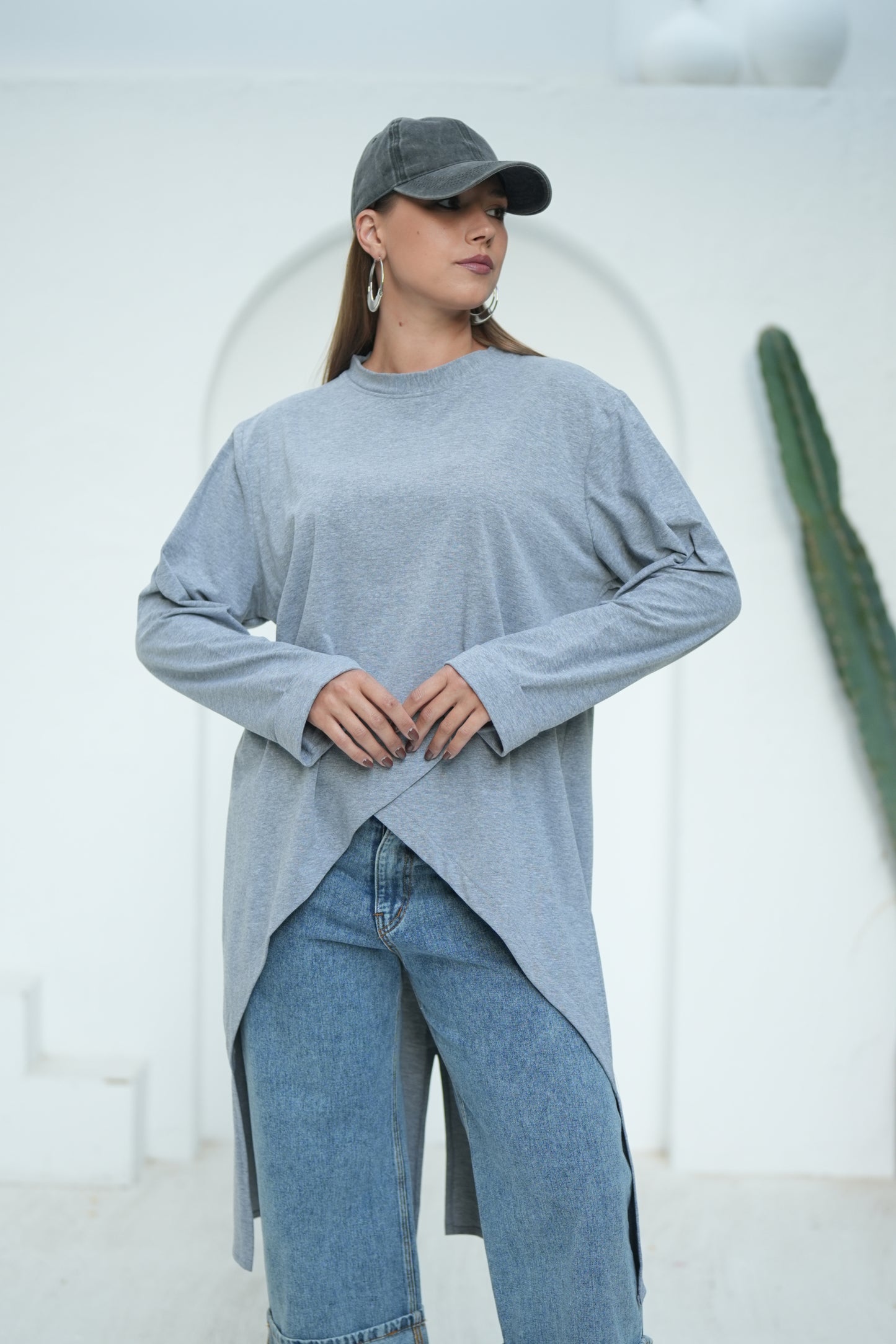 Long Basic Shirt - Grey