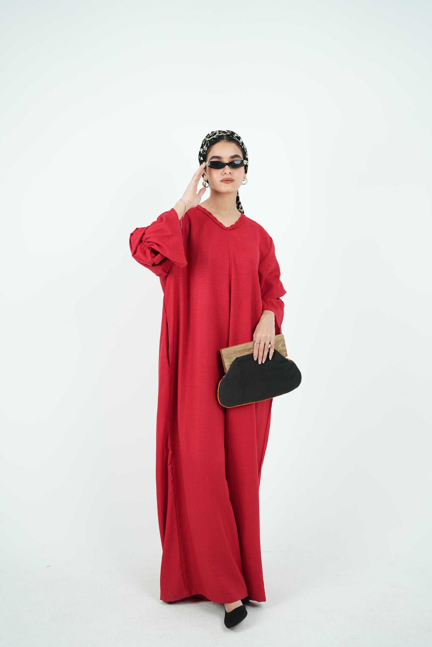 Linen Jumpsuit - Dark Red