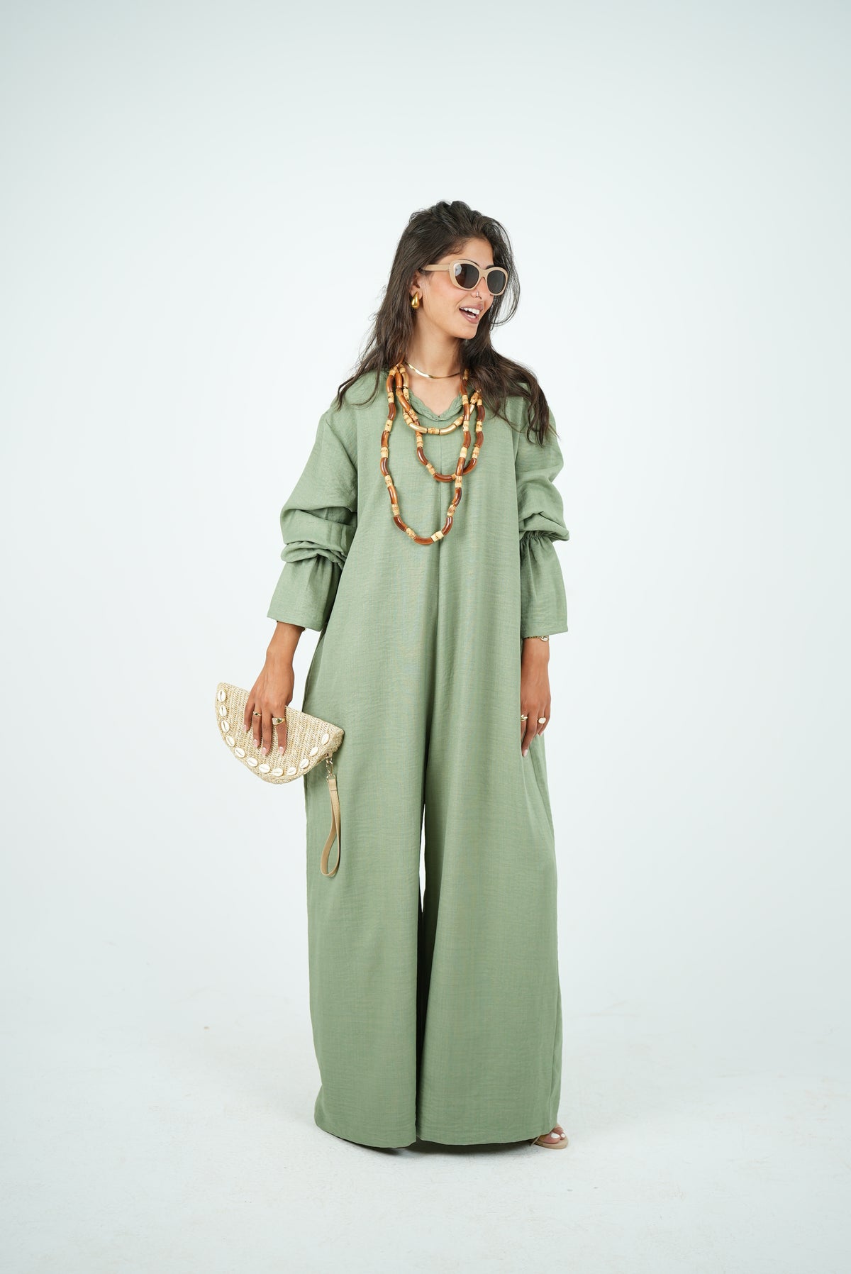 Linen Jumpsuit - Olive