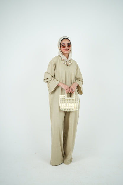 Linen Jumpsuit - Beige