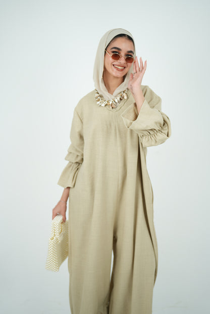 Linen Jumpsuit - Beige