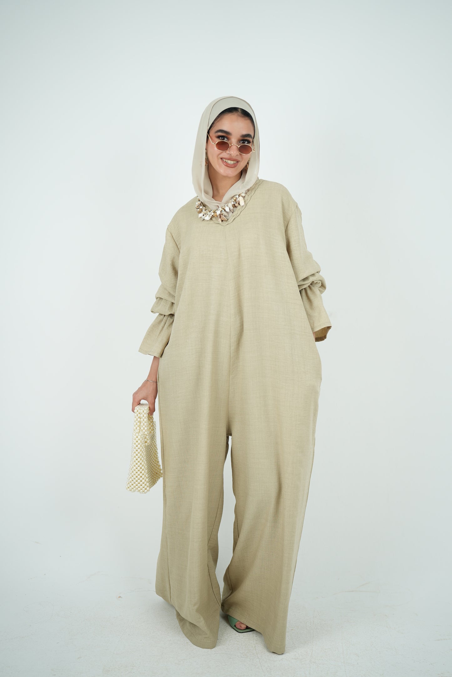 Linen Jumpsuit - Beige