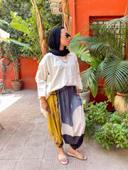 Abstract Colorblock Harem Pants
