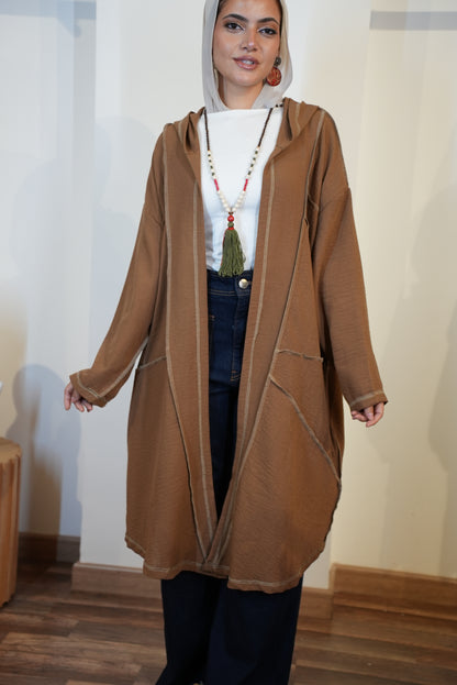 Linen cardigan brown