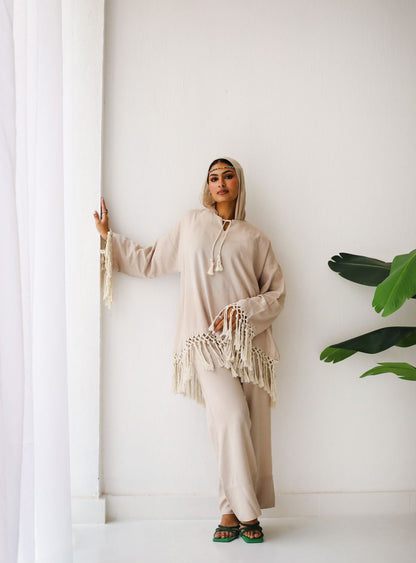 Beige linen set